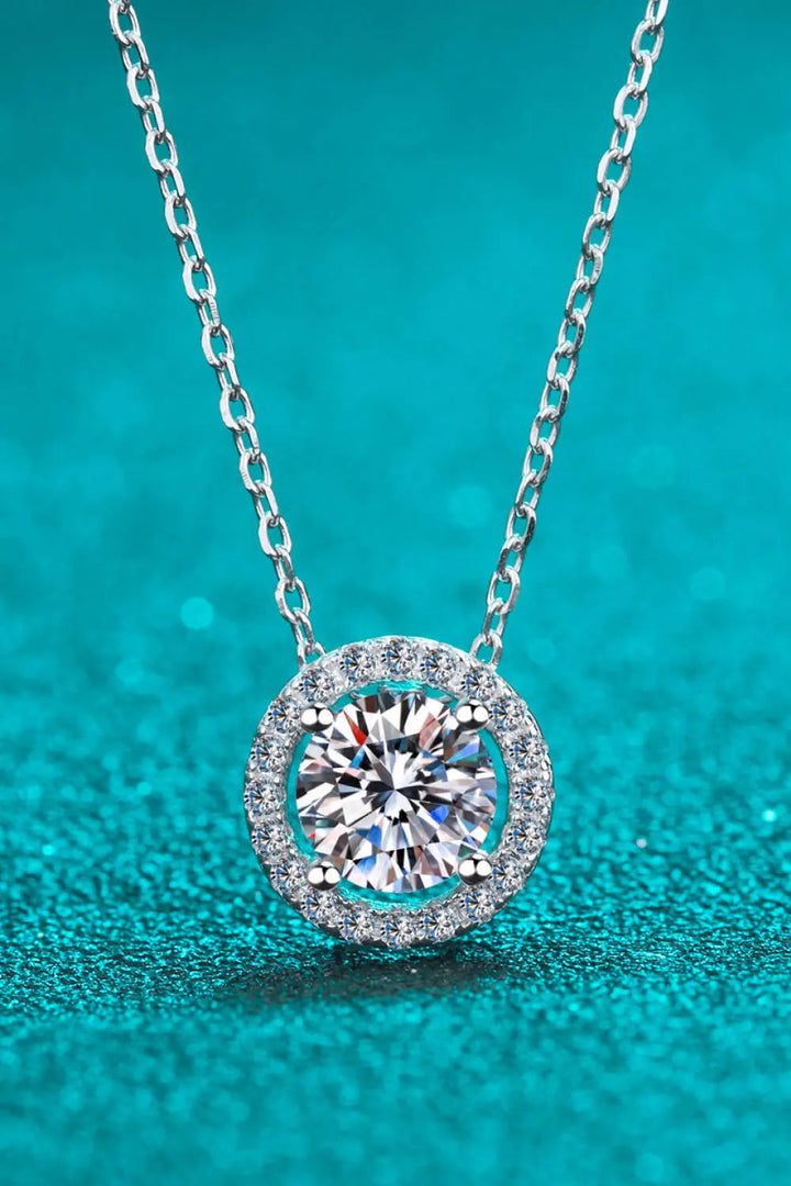 1 Carat Moissanite Round Pendant Chain Necklace LOVCIA