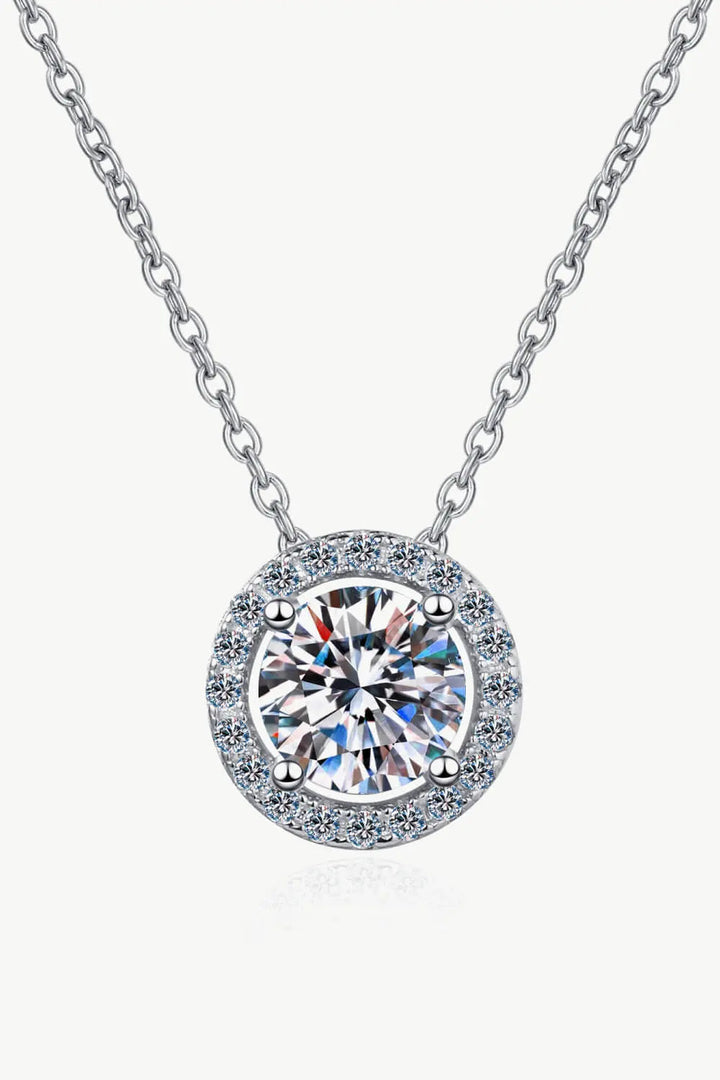 1 Carat Moissanite Round Pendant Chain Necklace LOVCIA