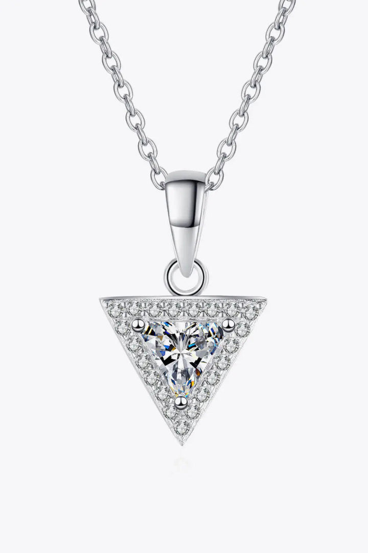 LOVCIA 925 Sterling Silver Triangle Moissanite Pendant Necklace