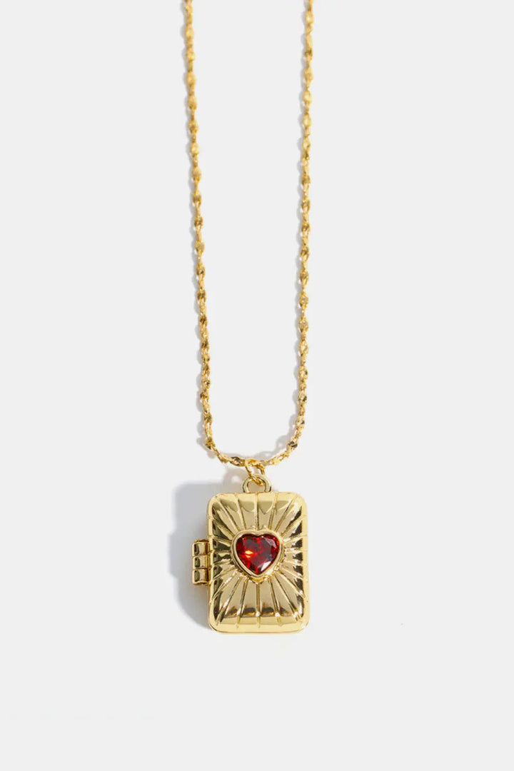 LOVCIA Heart Zircon Box Pendant Copper Necklace