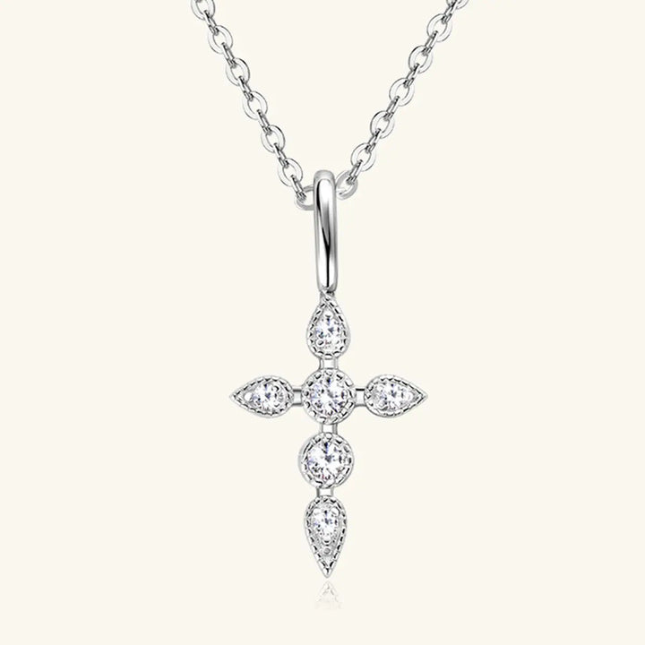 LOVCIA 925 Sterling Silver Moissanite Cross Pendant Necklace