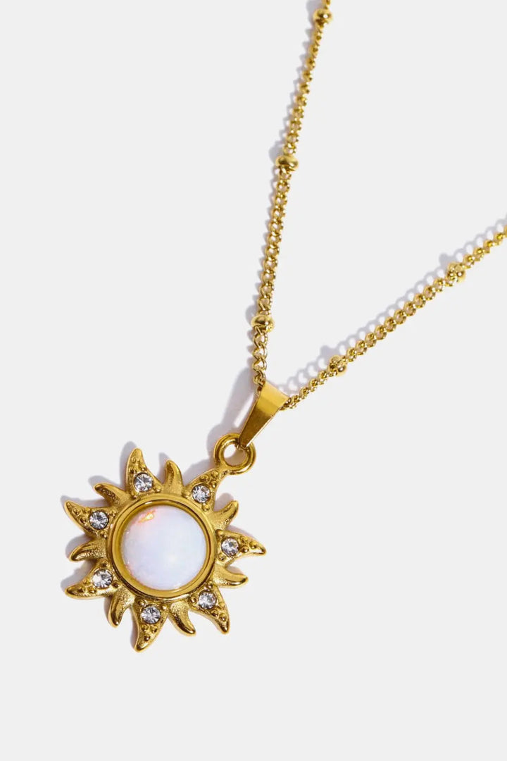 LOVCIA Opal Sun Pendant Stainless Steel Necklace