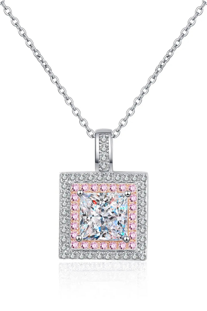 1 Carat Moissanite Square Pendant Chain Necklace LOVCIA