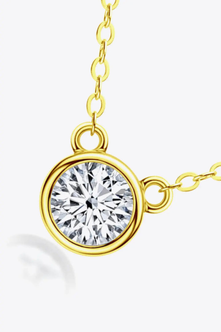 925 Sterling Silver 1 Carat Moissanite Round Pendant Necklace LOVCIA