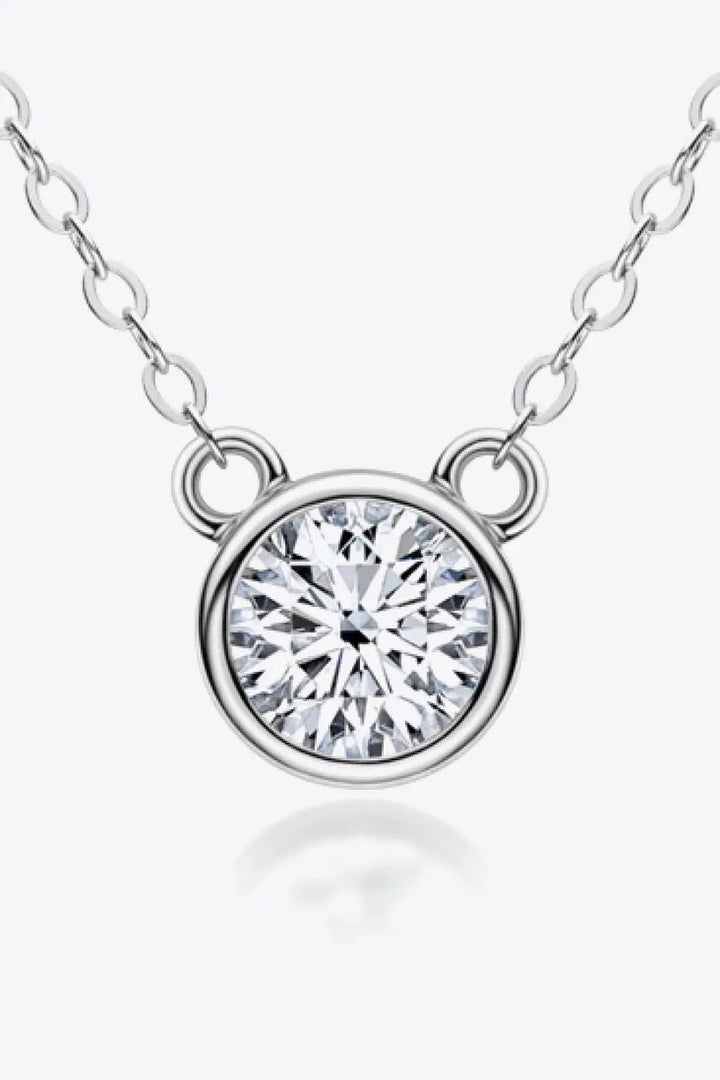 925 Sterling Silver 1 Carat Moissanite Round Pendant Necklace LOVCIA