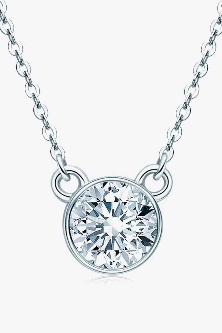 925 Sterling Silver 1 Carat Moissanite Round Pendant Necklace LOVCIA