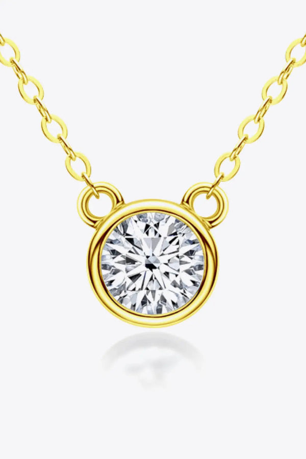 LOVCIA 925 Sterling Silver 1 Carat Moissanite Round Pendant Necklace