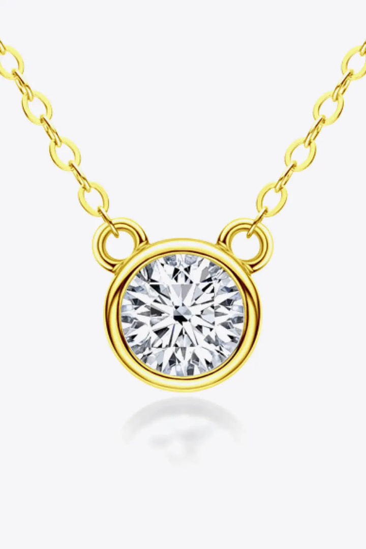 925 Sterling Silver 1 Carat Moissanite Round Pendant Necklace LOVCIA