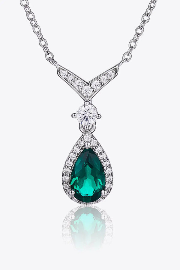 LOVCIA Lab-Grown Emerald Teardrop Necklace