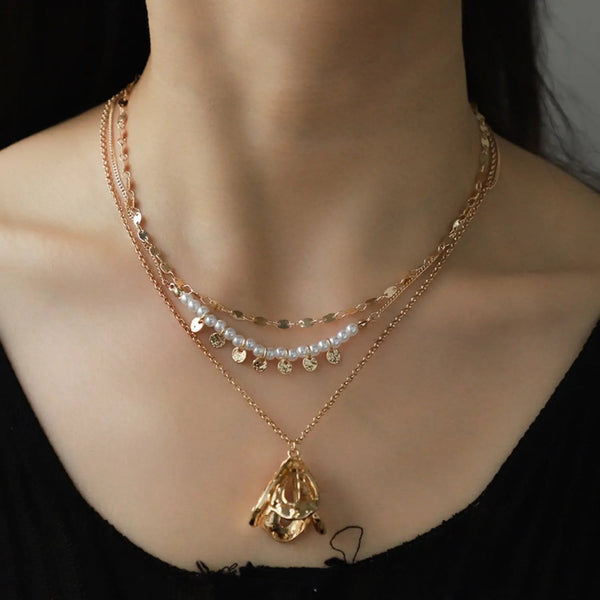 LOVCIA Triple-Layered Alloy Necklace