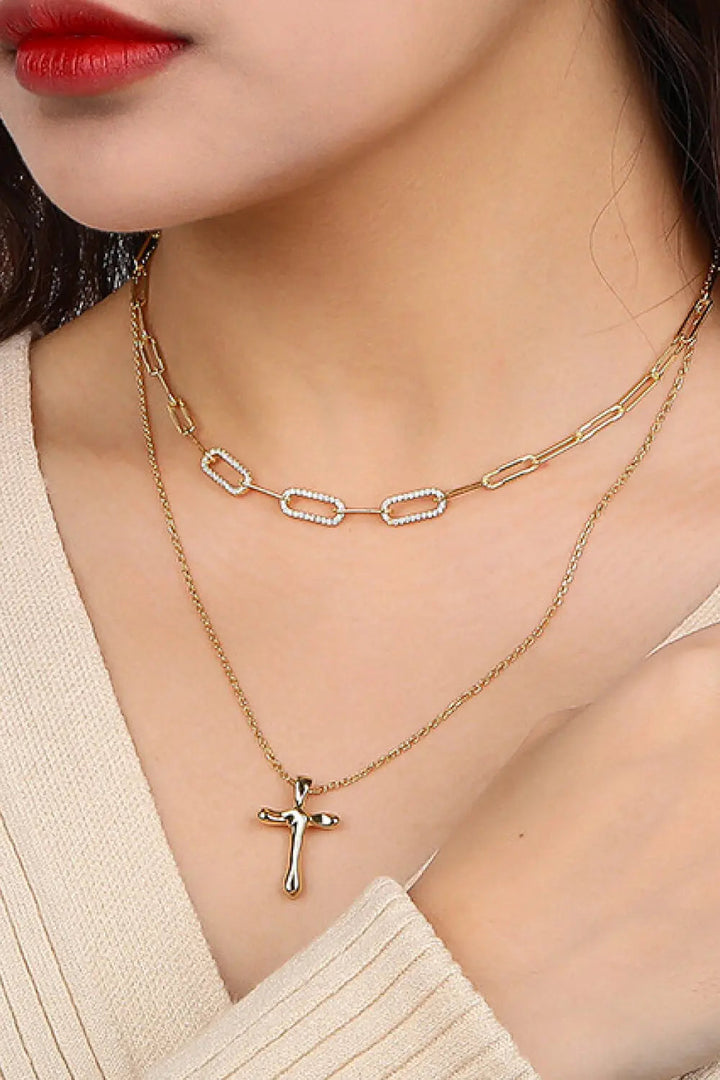 LOVCIA Cross Pendant 925 Sterling Silver Necklace