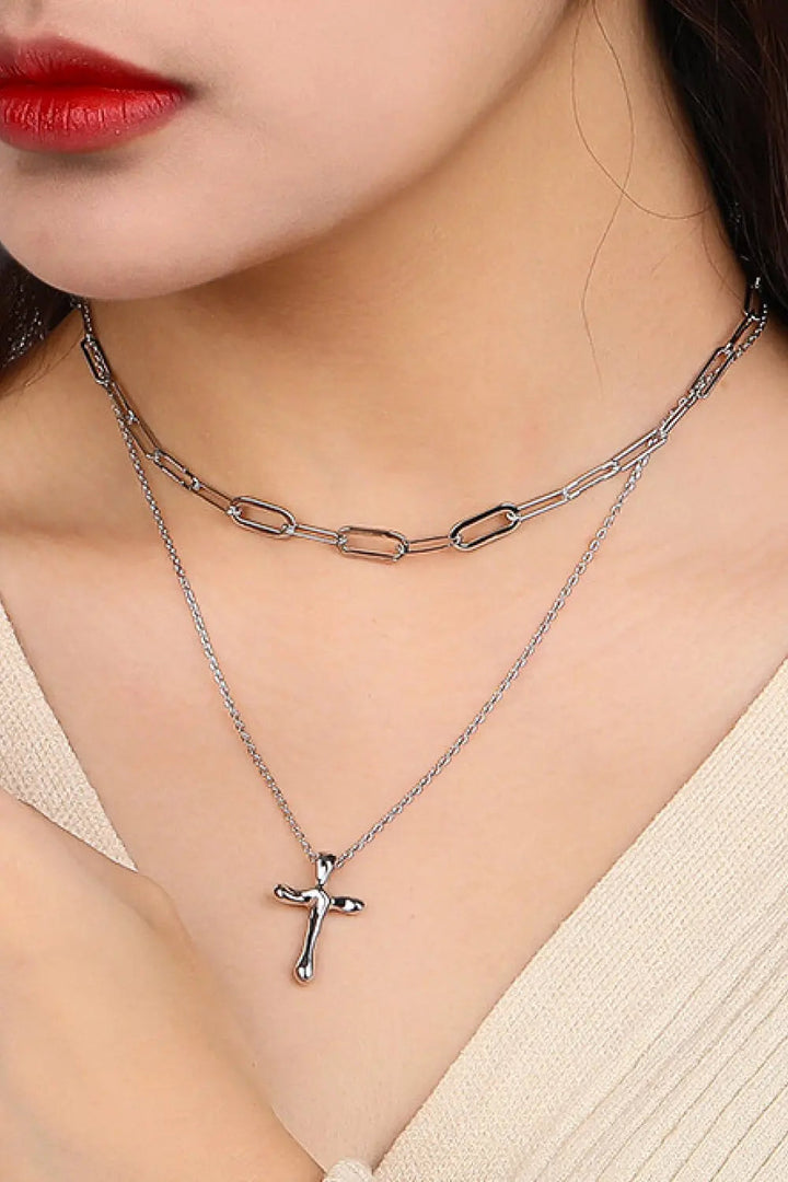 LOVCIA Cross Pendant 925 Sterling Silver Necklace