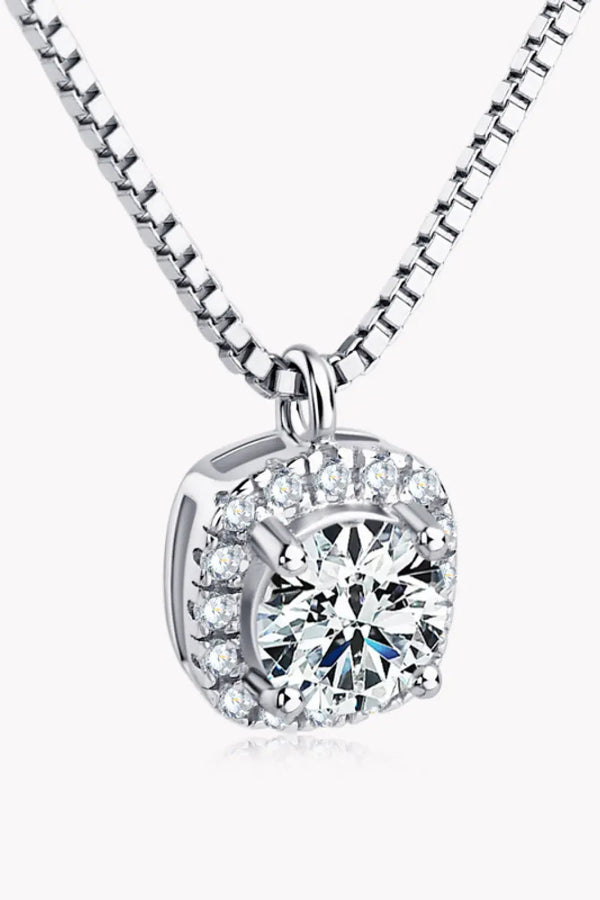 LOVCIA Moissanite Pendant Platinum-Plated Necklace