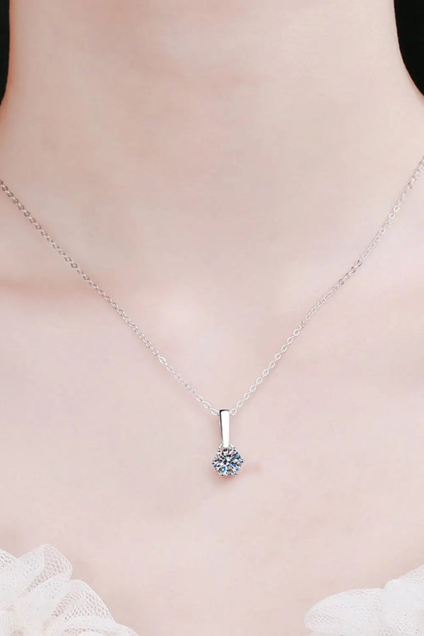 1 Carat Moissanite 925 Sterling Silver Chain-Link Necklace LOVCIA