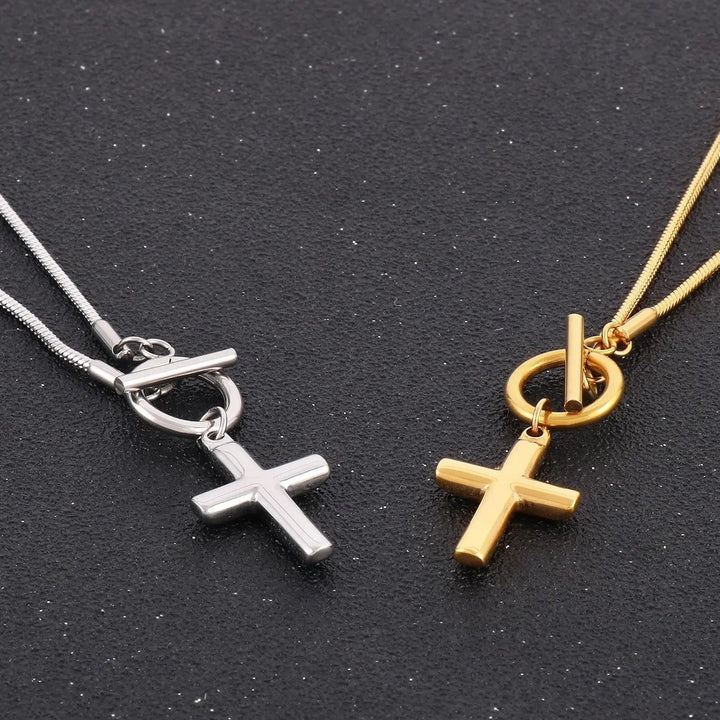 LOVCIA Cross Pendant Stainless Steel Necklace