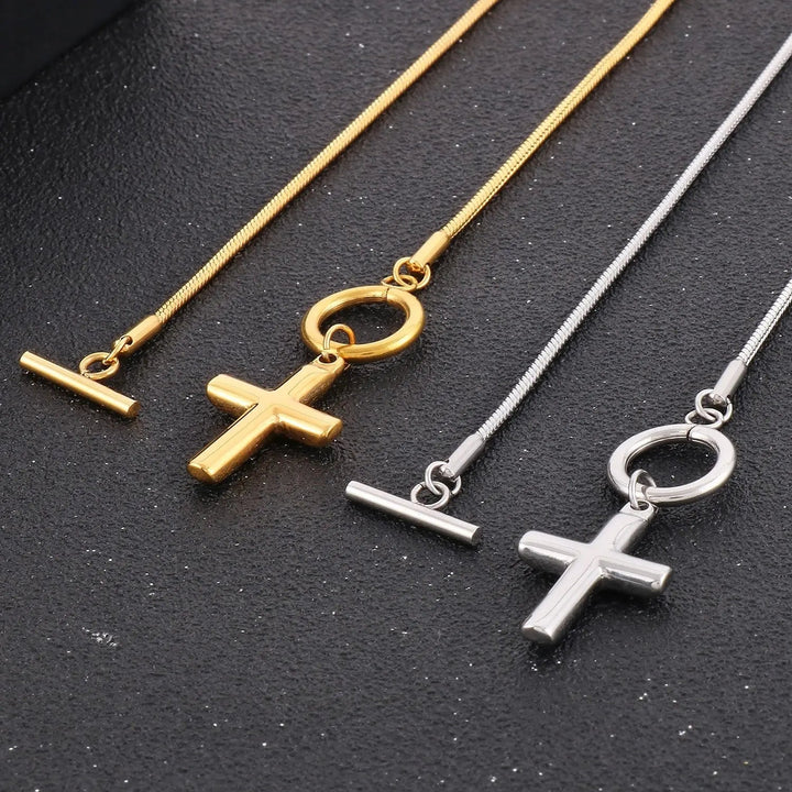 LOVCIA Cross Pendant Stainless Steel Necklace