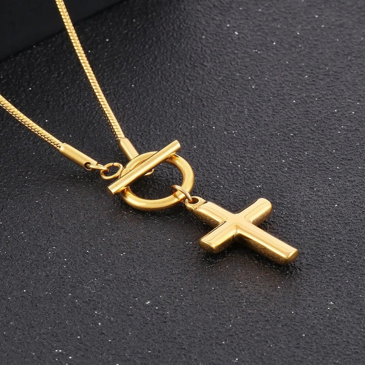 LOVCIA Cross Pendant Stainless Steel Necklace