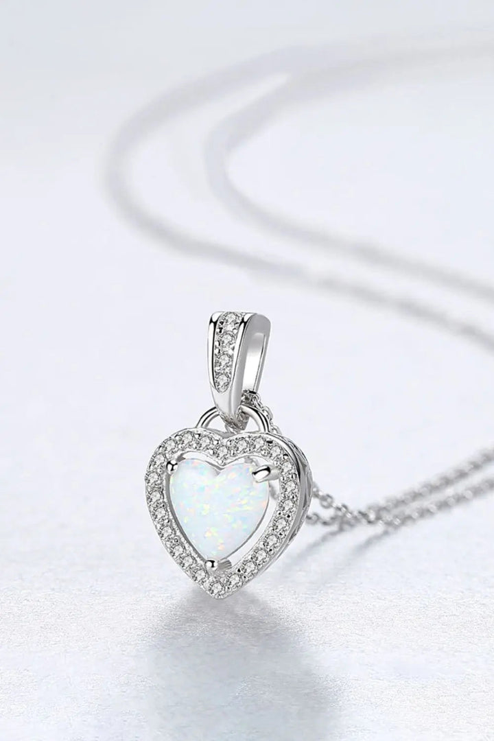 LOVCIA Opal Heart Pendant 925 Sterling Silver Necklace