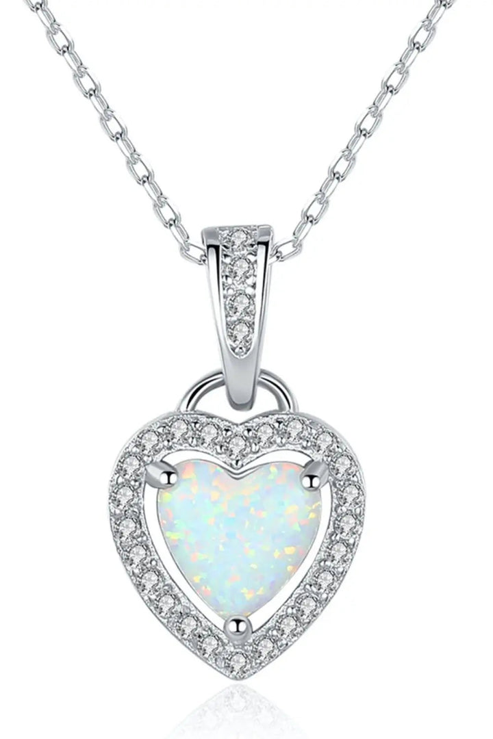 LOVCIA Opal Heart Pendant 925 Sterling Silver Necklace