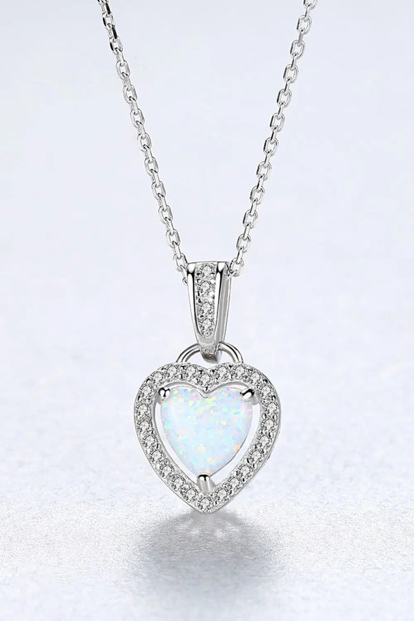 LOVCIA Opal Heart Pendant 925 Sterling Silver Necklace