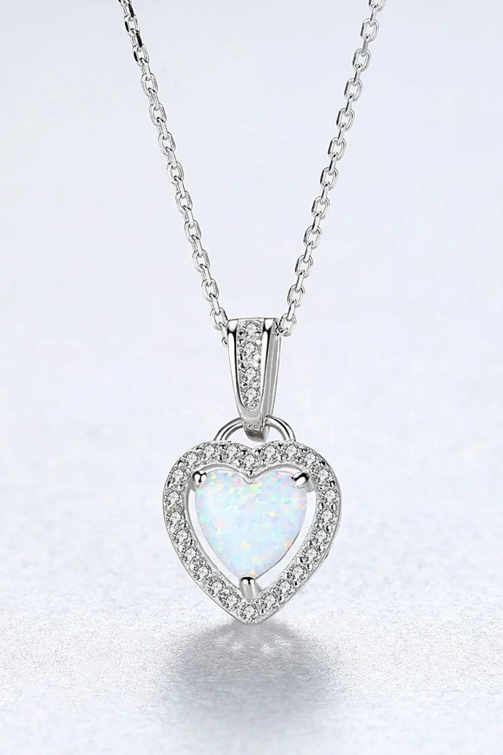 LOVCIA Opal Heart Pendant 925 Sterling Silver Necklace