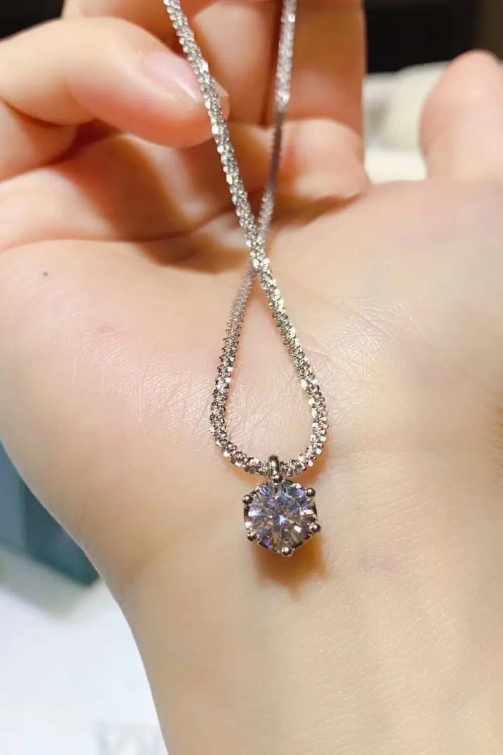 LOVCIA 1 Carat Moissanite 925 Sterling Silver Necklace - Premium