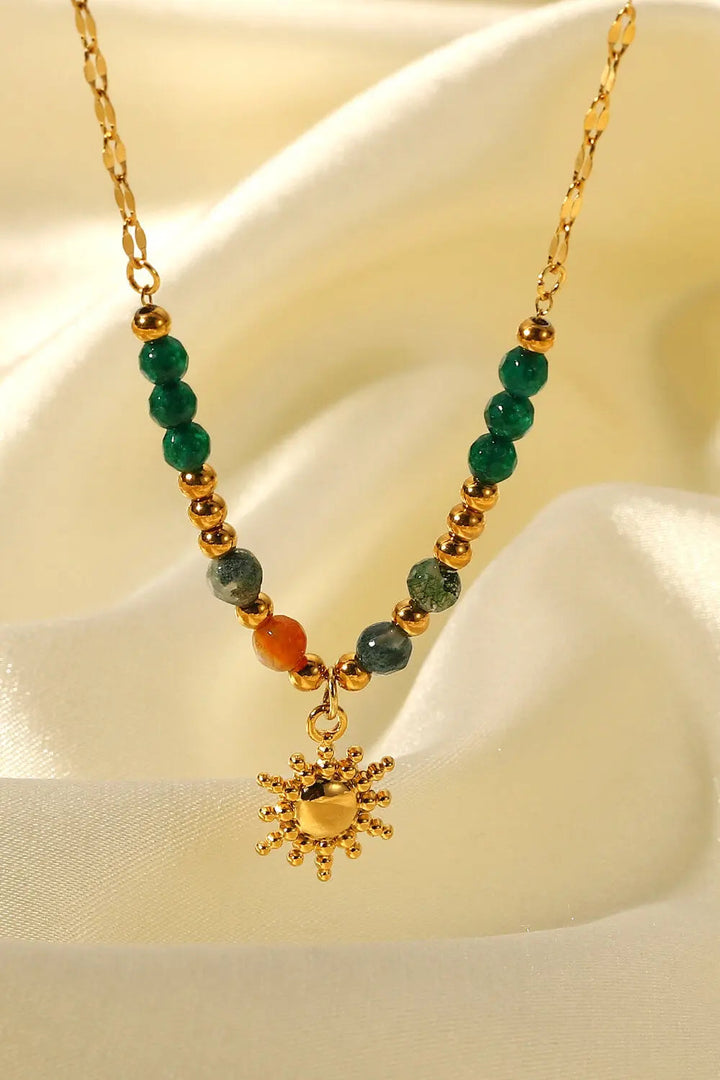 LOVCIA Sun Pendant Natural Stone Necklace