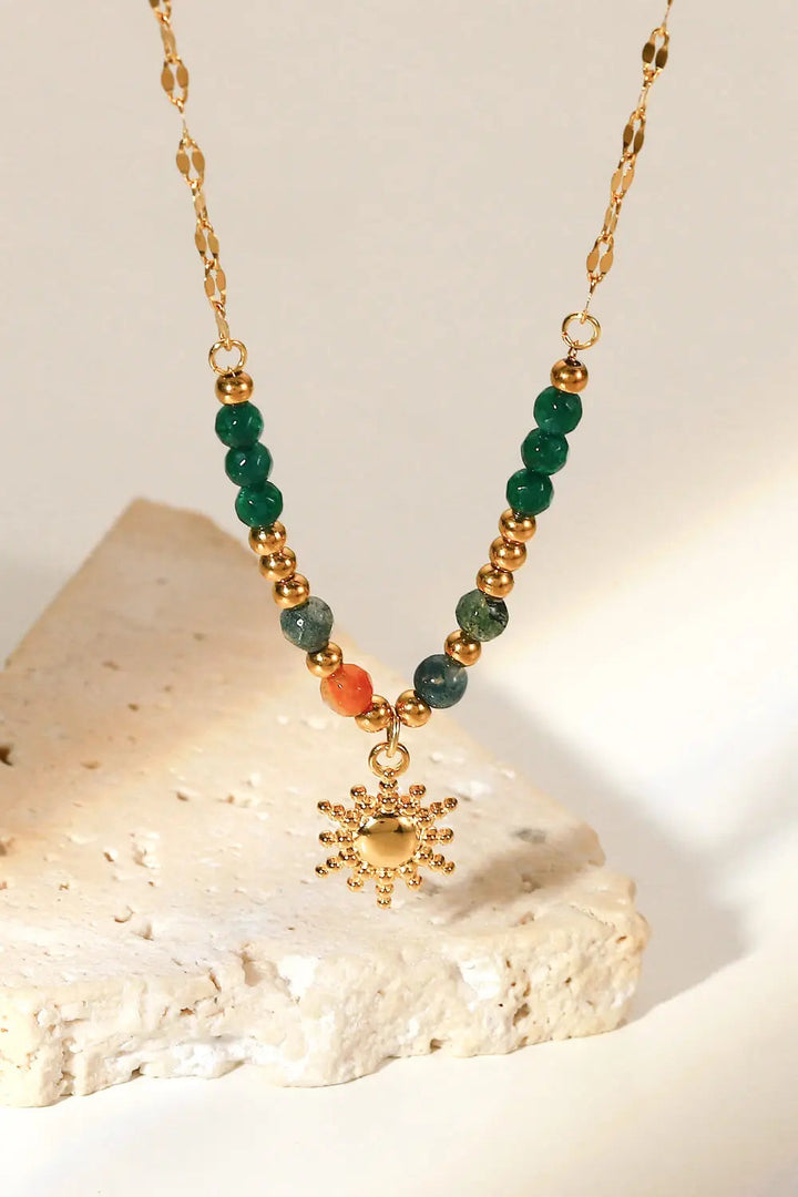 LOVCIA Sun Pendant Natural Stone Necklace