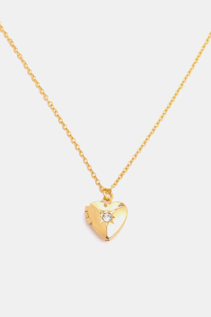 Zircon Heart Shape 14K Gold-Plated Pendant Necklace LOVCIA