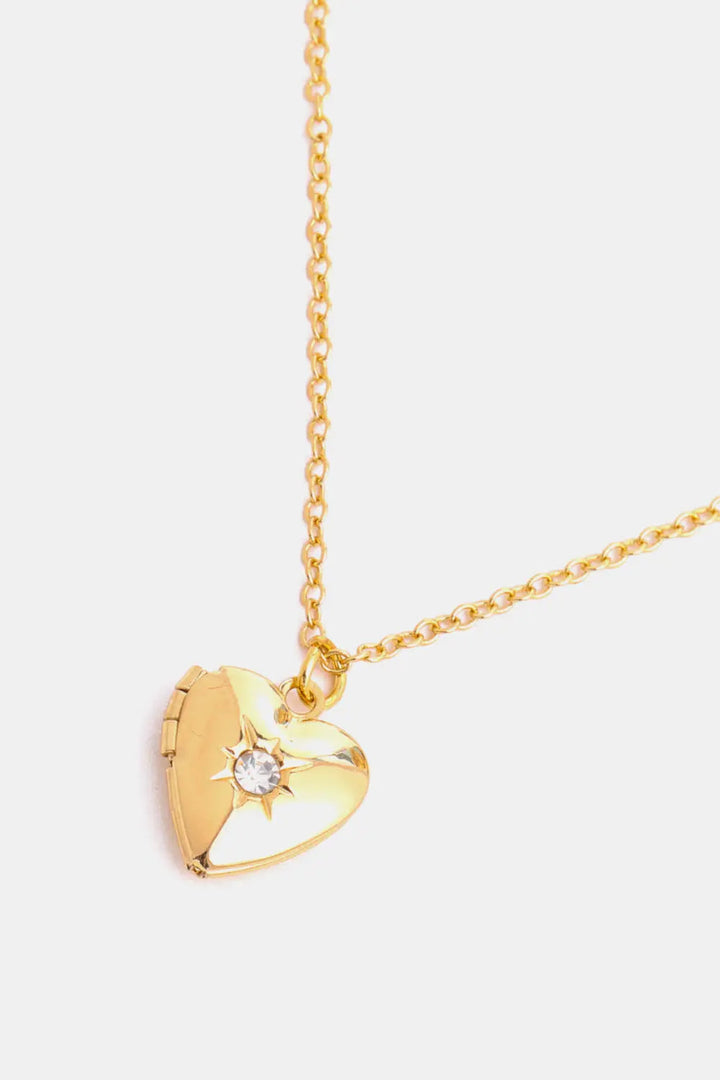 Zircon Heart Shape 14K Gold-Plated Pendant Necklace LOVCIA