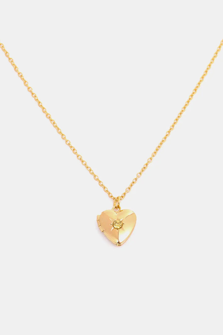 Zircon Heart Shape 14K Gold-Plated Pendant Necklace LOVCIA