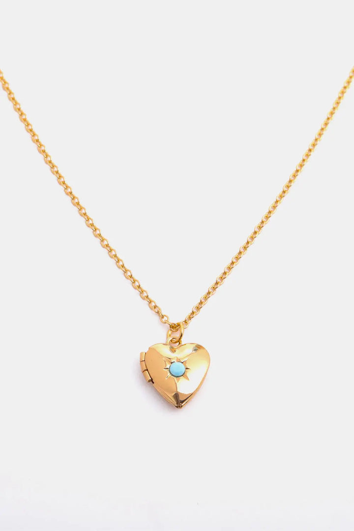 Zircon Heart Shape 14K Gold-Plated Pendant Necklace LOVCIA