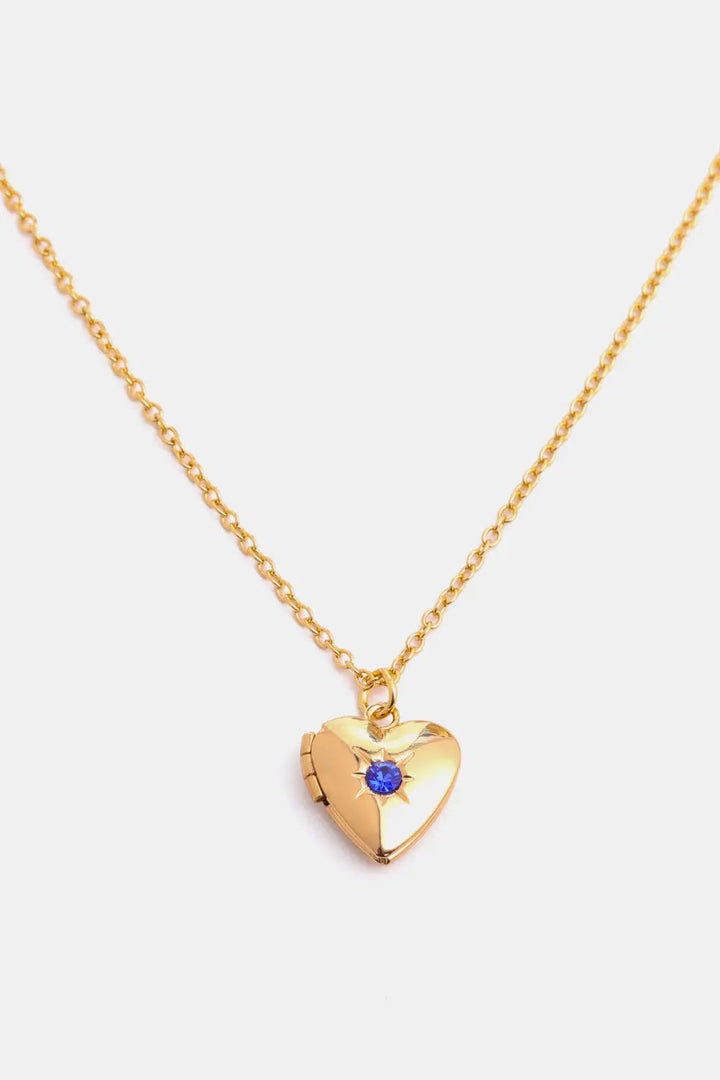 Zircon Heart Shape 14K Gold-Plated Pendant Necklace LOVCIA