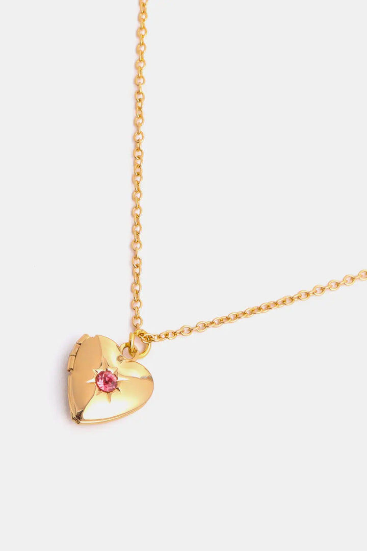 Zircon Heart Shape 14K Gold-Plated Pendant Necklace LOVCIA