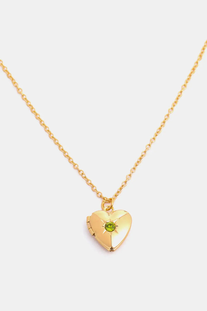 Zircon Heart Shape 14K Gold-Plated Pendant Necklace LOVCIA