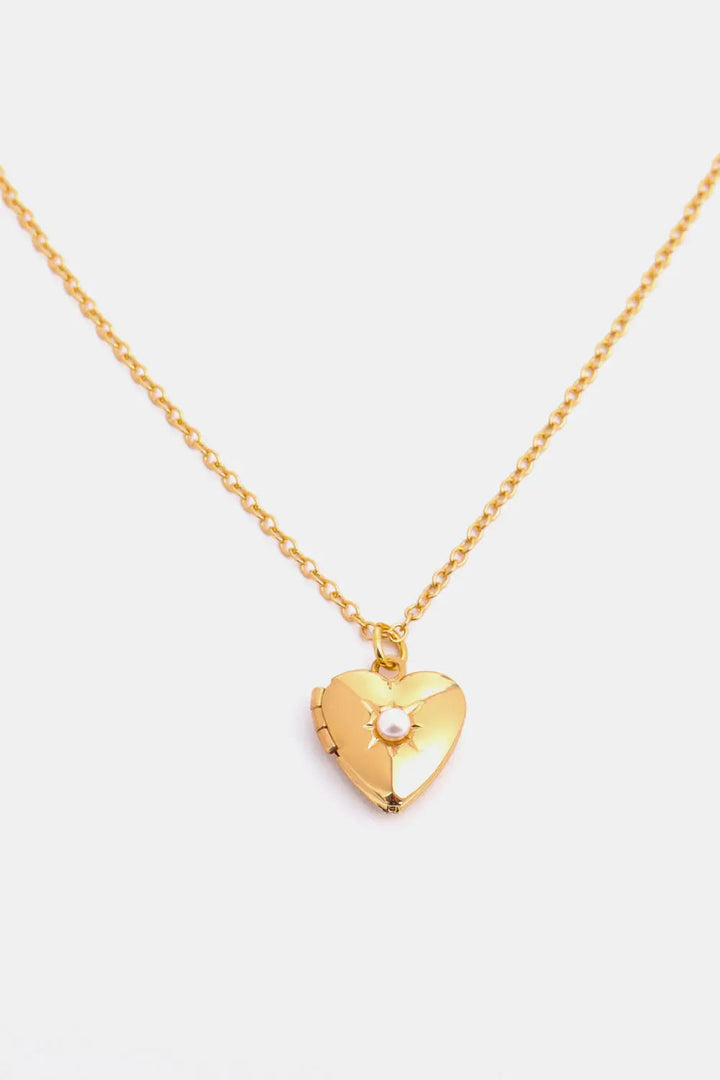 Zircon Heart Shape 14K Gold-Plated Pendant Necklace LOVCIA