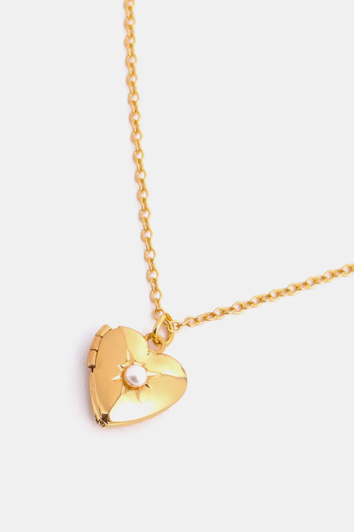 Zircon Heart Shape 14K Gold-Plated Pendant Necklace LOVCIA