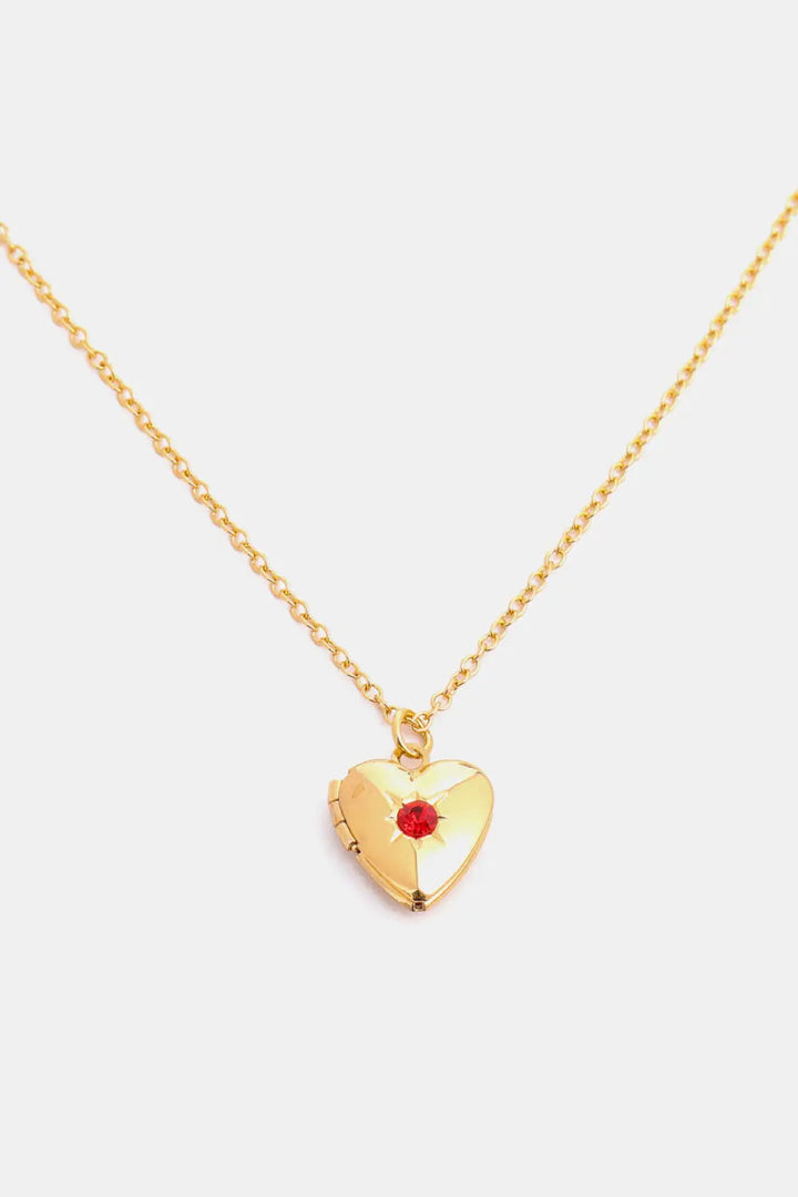 Zircon Heart Shape 14K Gold-Plated Pendant Necklace LOVCIA