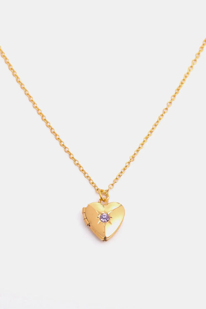 Zircon Heart Shape 14K Gold-Plated Pendant Necklace LOVCIA