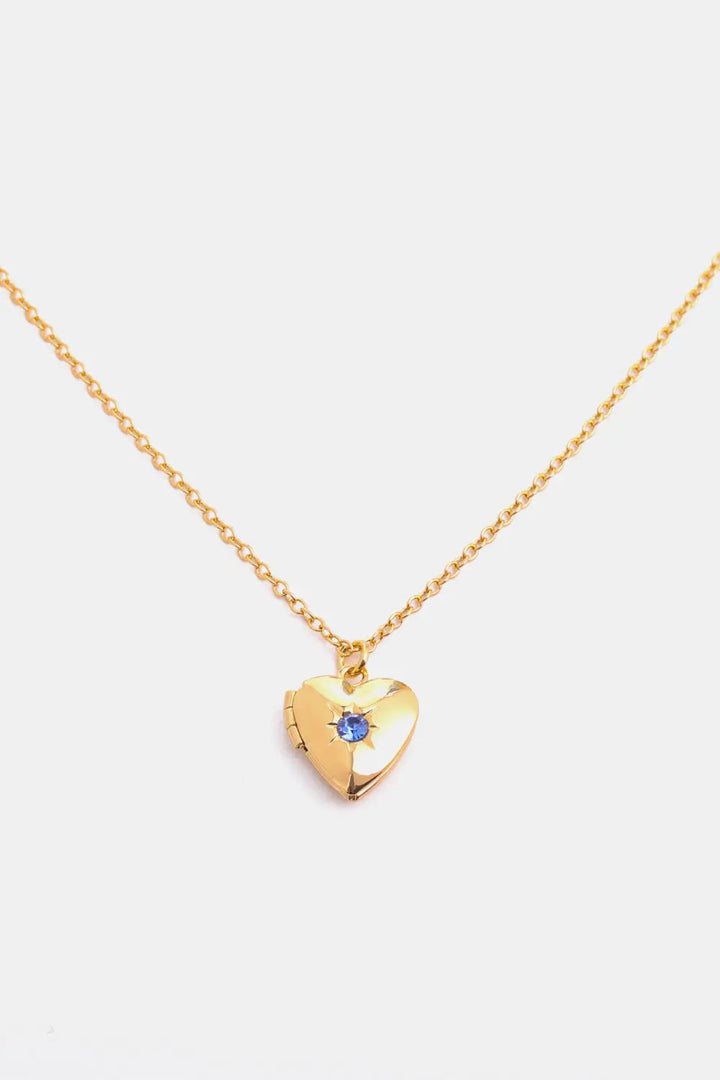 Zircon Heart Shape 14K Gold-Plated Pendant Necklace LOVCIA