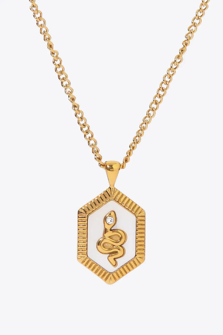 18K Gold Plated Snake Geometric Pendant Necklace LOVCIA