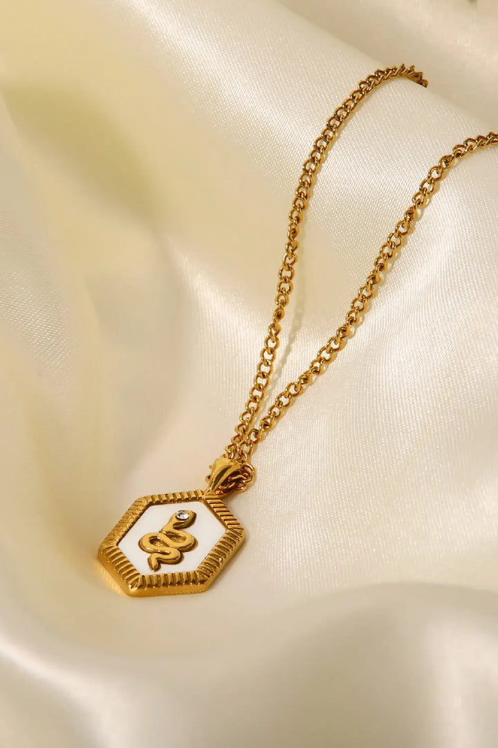 18K Gold Plated Snake Geometric Pendant Necklace LOVCIA