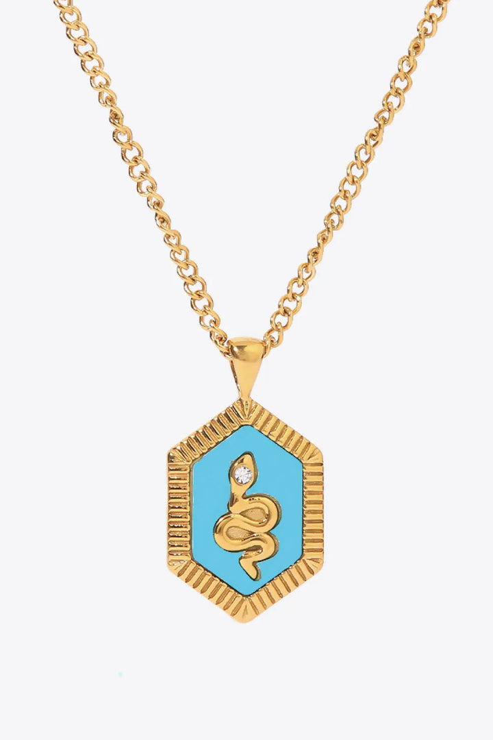 18K Gold Plated Snake Geometric Pendant Necklace LOVCIA