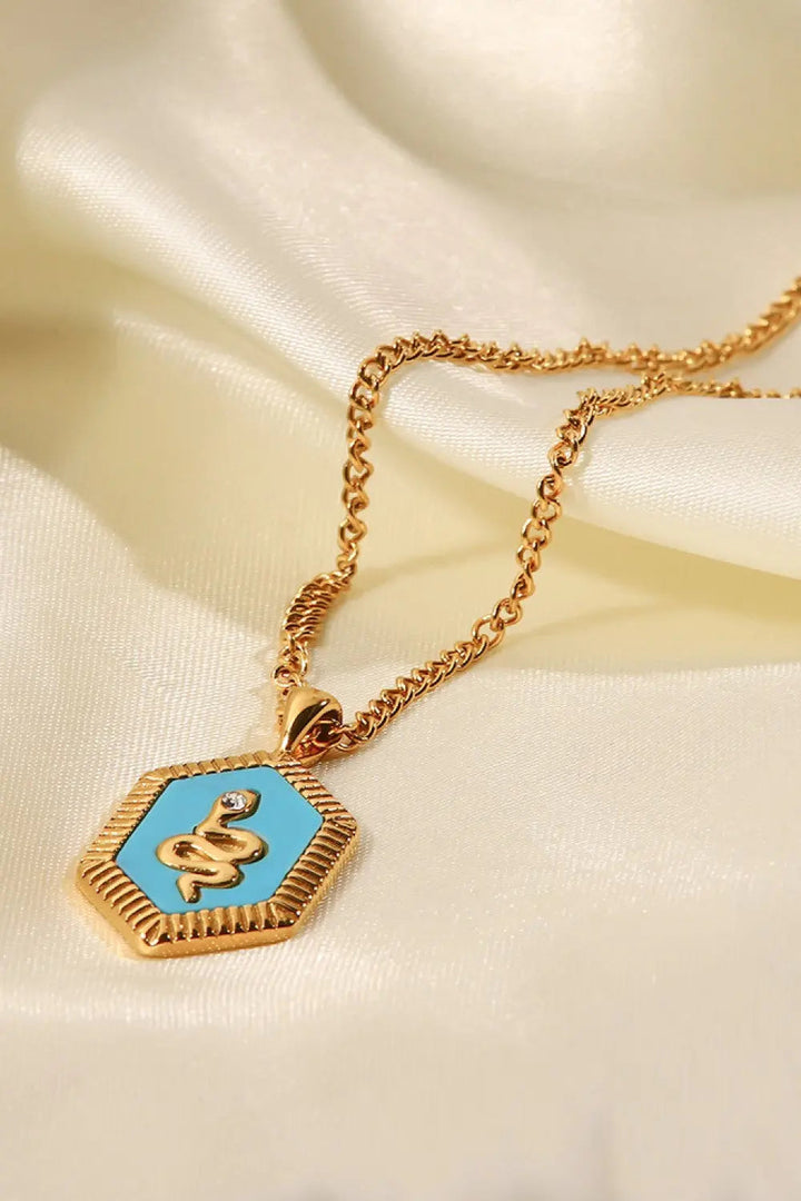 18K Gold Plated Snake Geometric Pendant Necklace LOVCIA