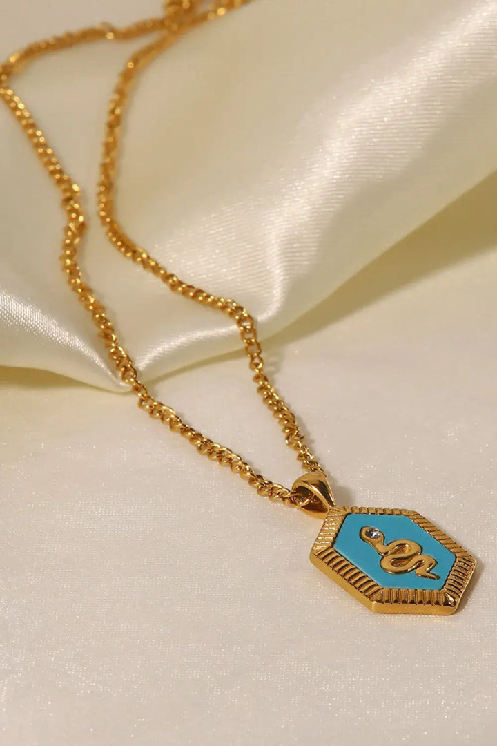 18K Gold Plated Snake Geometric Pendant Necklace LOVCIA