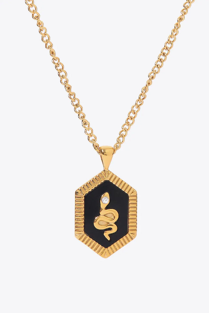 18K Gold Plated Snake Geometric Pendant Necklace LOVCIA