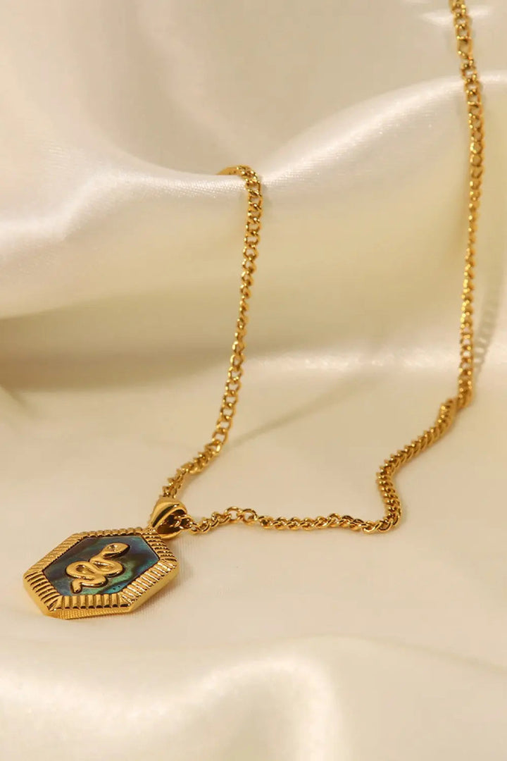 18K Gold Plated Snake Geometric Pendant Necklace LOVCIA