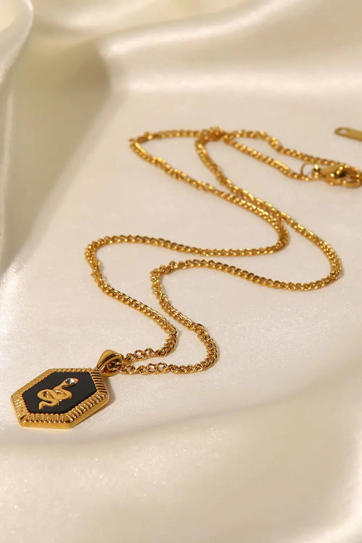 18K Gold Plated Snake Geometric Pendant Necklace LOVCIA