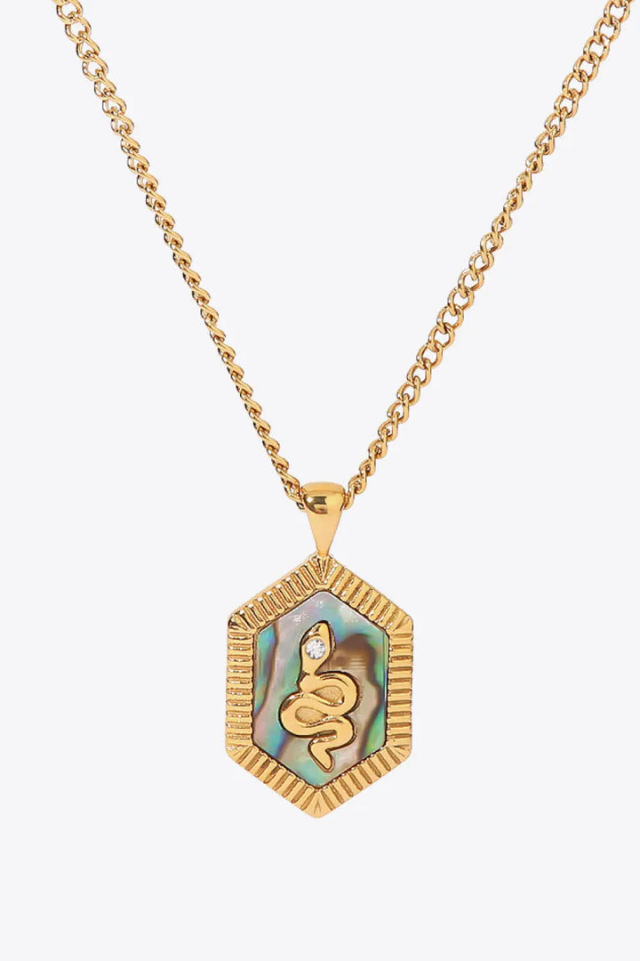 18K Gold Plated Snake Geometric Pendant Necklace LOVCIA