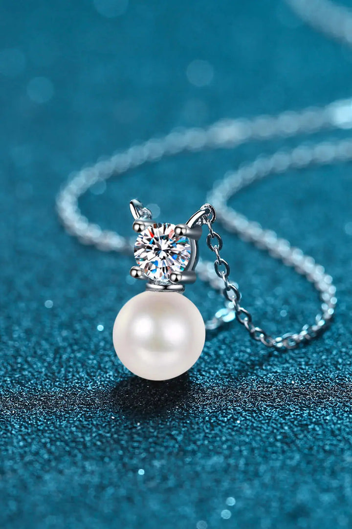 925 Sterling Silver Freshwater Pearl Moissanite Necklace LOVCIA